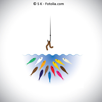 fish hook with worm as bait for fishing- vector concept