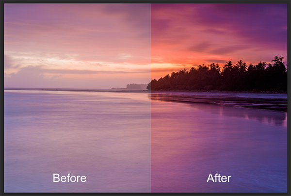 Seascape image - Before and After image editing