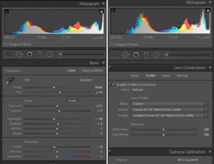 Lightroom 5 Basic Panel and Lens Profile Correction Panel